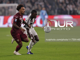 Valentino Lazaro participates in the Serie A 2024-2025 match between Juventus and Torino in Turin, Italy, on November 9, 2024. (