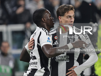 Timothy Weah and Kenan Yildiz participate in the Serie A 2024-2025 match between Juventus and Torino in Turin, Italy, on November 9, 2024. (