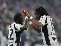 Timothy Weah and Khephren Thuram participate in the Serie A 2024-2025 match between Juventus and Torino in Turin, Italy, on November 9, 2024...