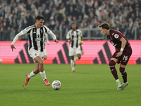 Andrea Cambiaso participates in the Serie A 2024-2025 match between Juventus and Torino in Turin, Italy, on November 9, 2024. (