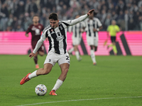 Andrea Cambiaso participates in the Serie A 2024-2025 match between Juventus and Torino in Turin, Italy, on November 9, 2024. (