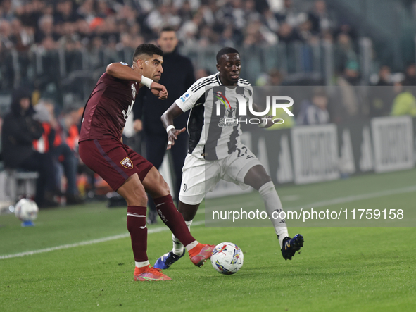 Adam Masina participates in the Serie A 2024-2025 match between Juventus and Torino in Turin, Italy, on November 9, 2024. 