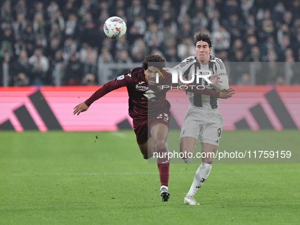 Sa?l Coco participates in the Serie A 2024-2025 match between Juventus and Torino in Turin, Italy, on November 9, 2024. 