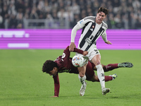 Dusan Vlahovic participates in the Serie A 2024-2025 match between Juventus and Torino in Turin, Italy, on November 9, 2024. (