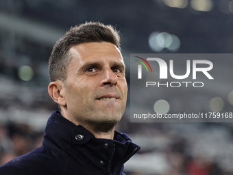 Thiago Motta participates in the Serie A 2024-2025 match between Juventus and Torino in Turin, Italy, on November 9, 2024. (