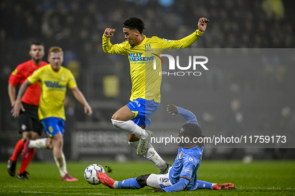 RKC midfielder Daouda Weidmann and NEC defender Brayann Pereira participate in the match between RKC and NEC at the Mandemakers Stadium in W...