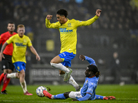 RKC midfielder Daouda Weidmann and NEC defender Brayann Pereira participate in the match between RKC and NEC at the Mandemakers Stadium in W...