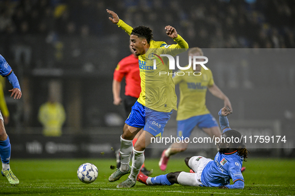 RKC midfielder Daouda Weidmann and NEC defender Brayann Pereira participate in the match between RKC and NEC at the Mandemakers Stadium in W...