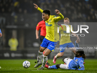 RKC midfielder Daouda Weidmann and NEC defender Brayann Pereira participate in the match between RKC and NEC at the Mandemakers Stadium in W...