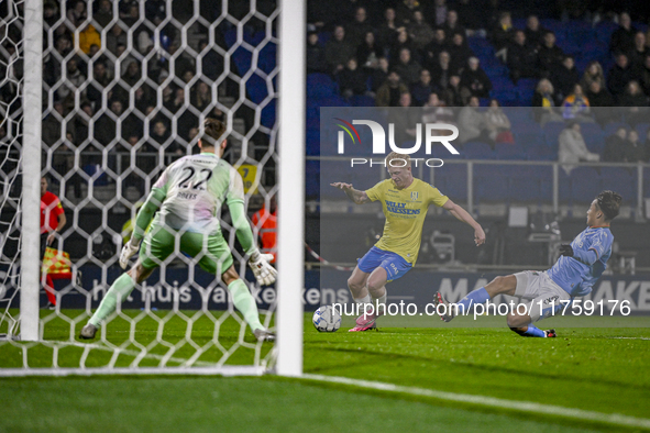 RKC midfielder Richard van der Venne and NEC midfielder Kosai Sano play during the match between RKC and NEC at the Mandemakers Stadium in W...