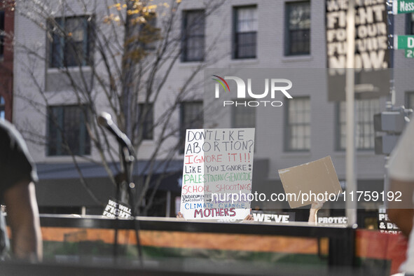 On November 9, 2024, in Washington, D.C., outside the Heritage Foundation, an anti-Project 2025 protest takes place. Hundreds of people gath...