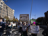 On November 9, 2024, in Washington, D.C., outside the Heritage Foundation, an anti-Project 2025 protest takes place. Hundreds of people gath...