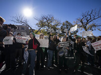 On November 9, 2024, in Washington, D.C., outside the Heritage Foundation, an anti-Project 2025 protest takes place. Hundreds of people gath...