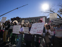 On November 9, 2024, in Washington, D.C., outside the Heritage Foundation, an anti-Project 2025 protest takes place. Hundreds of people gath...