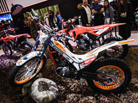 A general view of a motorcycle display at the Honda stand during the 110th edition of EICMA Milan Motorcycle Show at Rho Fiera Milano in Mil...