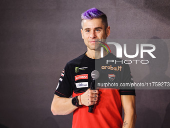 Alvaro Bautista attends the 110th edition of the EICMA Milan Motorcycle Show at Rho Fiera Milano in Milan, Italy, on November 8, 2024. (