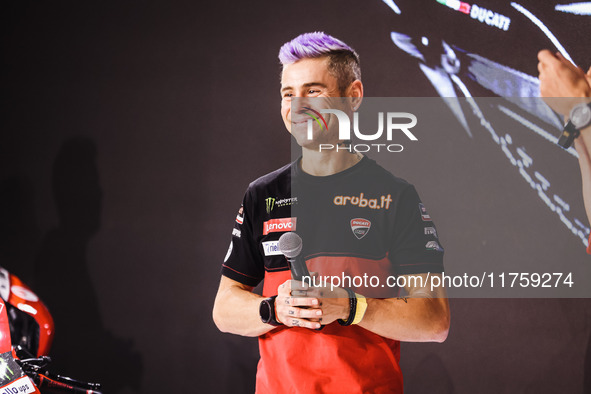 Alvaro Bautista attends the 110th edition of the EICMA Milan Motorcycle Show at Rho Fiera Milano in Milan, Italy, on November 8, 2024. 