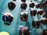 A general view of a motorcycle display at the exhibition stand during the 110th edition of EICMA Milan Motorcycle Show at Rho Fiera Milano i...