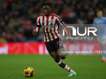 Romaine Mundle of Sunderland plays during the Sky Bet Championship match between Sunderland and Coventry City at the Stadium Of Light in Sun...