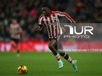 Romaine Mundle of Sunderland plays during the Sky Bet Championship match between Sunderland and Coventry City at the Stadium Of Light in Sun...