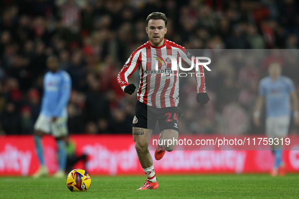 Aaron Connolly of Sunderland plays during the Sky Bet Championship match between Sunderland and Coventry City at the Stadium Of Light in Sun...