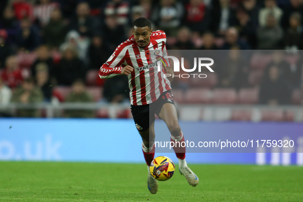 Wilson Isidor of Sunderland plays during the Sky Bet Championship match between Sunderland and Coventry City at the Stadium Of Light in Sund...