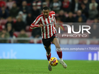 Wilson Isidor of Sunderland plays during the Sky Bet Championship match between Sunderland and Coventry City at the Stadium Of Light in Sund...