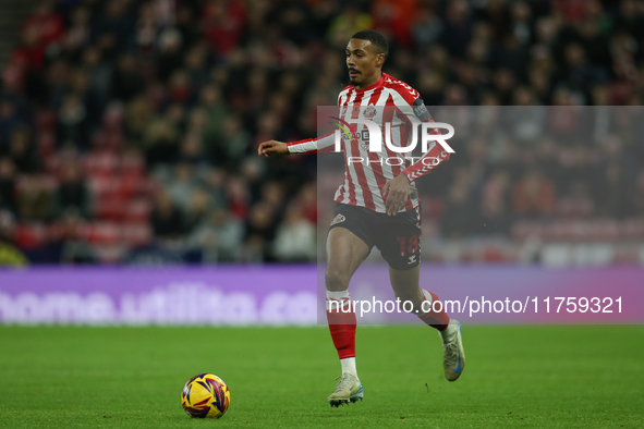 Wilson Isidor of Sunderland plays during the Sky Bet Championship match between Sunderland and Coventry City at the Stadium Of Light in Sund...