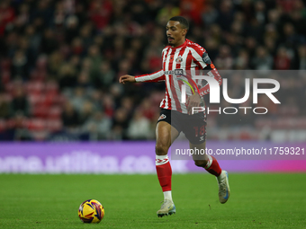 Wilson Isidor of Sunderland plays during the Sky Bet Championship match between Sunderland and Coventry City at the Stadium Of Light in Sund...