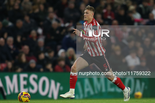 Daniel Ballard of Sunderland participates in the Sky Bet Championship match between Sunderland and Coventry City at the Stadium Of Light in...