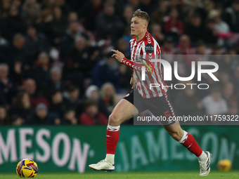 Daniel Ballard of Sunderland participates in the Sky Bet Championship match between Sunderland and Coventry City at the Stadium Of Light in...