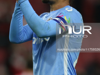 Joel Latibeaudiere of Coventry City applauds the Coventry City fans during the Sky Bet Championship match between Sunderland and Coventry Ci...