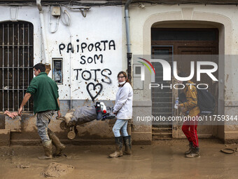 Flooding follows storm DANA in the Valencia town of Paiporta, Spain, on November 8, 2024. (