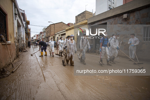 Flooding follows storm DANA in the Valencia town of Paiporta, Spain, on November 8, 2024. 