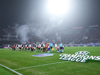 Players and match officials make their way out into the pitch during the UEFA Champions League 2024/25 League Phase MD4 match between Bologn...