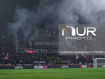 Supporters of Bologna FC during the UEFA Champions League 2024/25 League Phase MD4 match between Bologna FC and AS Monaco at Stadio Renato D...