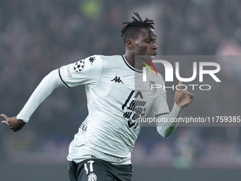 Wilfried Singo of AS Monaco during the UEFA Champions League 2024/25 League Phase MD4 match between Bologna FC and AS Monaco at Stadio Renat...