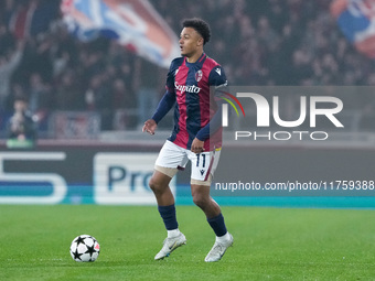 Dan Ndoye of Bologna FC during the UEFA Champions League 2024/25 League Phase MD4 match between Bologna FC and AS Monaco at Stadio Renato Da...