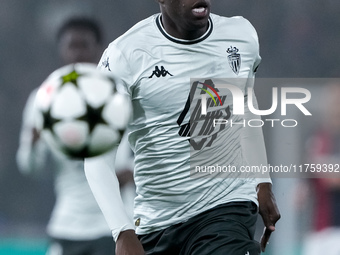 Wilfried Singo of AS Monaco during the UEFA Champions League 2024/25 League Phase MD4 match between Bologna FC and AS Monaco at Stadio Renat...