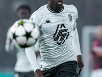 Wilfried Singo of AS Monaco during the UEFA Champions League 2024/25 League Phase MD4 match between Bologna FC and AS Monaco at Stadio Renat...