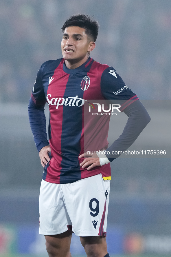 Santiago Castro of Bologna FC looks on during the UEFA Champions League 2024/25 League Phase MD4 match between Bologna FC and AS Monaco at S...