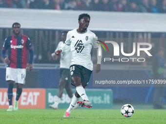 Soungoutou Magassa of AS Monaco during the UEFA Champions League 2024/25 League Phase MD4 match between Bologna FC and AS Monaco at Stadio R...