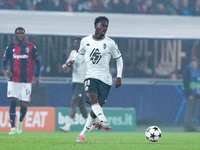 Soungoutou Magassa of AS Monaco during the UEFA Champions League 2024/25 League Phase MD4 match between Bologna FC and AS Monaco at Stadio R...