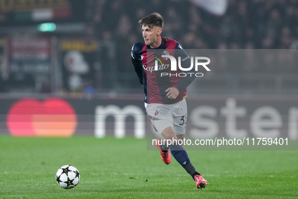 Juan Miranda of Bologna FC during the UEFA Champions League 2024/25 League Phase MD4 match between Bologna FC and AS Monaco at Stadio Renato...