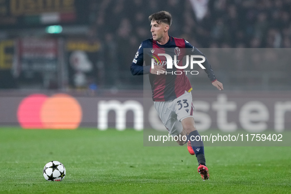 Juan Miranda of Bologna FC during the UEFA Champions League 2024/25 League Phase MD4 match between Bologna FC and AS Monaco at Stadio Renato...