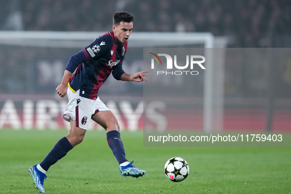 Nikola Moro of Bologna FC during the UEFA Champions League 2024/25 League Phase MD4 match between Bologna FC and AS Monaco at Stadio Renato...