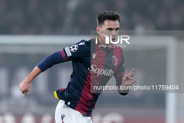 Nikola Moro of Bologna FC during the UEFA Champions League 2024/25 League Phase MD4 match between Bologna FC and AS Monaco at Stadio Renato...