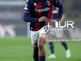 Dan Ndoye of Bologna FC during the UEFA Champions League 2024/25 League Phase MD4 match between Bologna FC and AS Monaco at Stadio Renato Da...