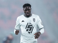 Wilfried Singo of AS Monaco looks dejected during the UEFA Champions League 2024/25 League Phase MD4 match between Bologna FC and AS Monaco...