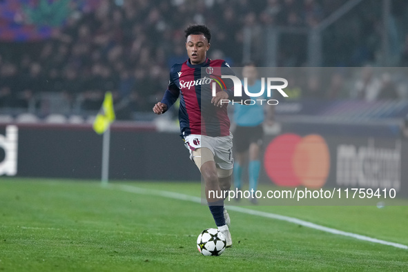 Dan Ndoye of Bologna FC during the UEFA Champions League 2024/25 League Phase MD4 match between Bologna FC and AS Monaco at Stadio Renato Da...